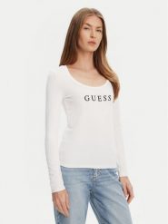 Guess Bluzka O5RI00 KBBU1 Biały Regular Fit. Białe bluzki damskie Guess, xs, z aplikacjami, z bawełny, bez kołnierzyka, bez ramiączek. Za 139.99 zł.