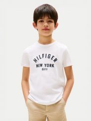 Tommy Hilfiger T-Shirt Curved Graphic KB0KB09800 Biały Regular Fit. Białe t-shirty i koszulki chłopięce Tommy Hilfiger, bez wzorów, z bawełny, bez kołnierzyka, bez ramiączek. Za 109.99 zł.