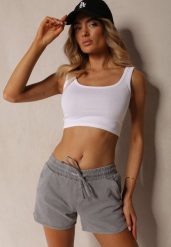 Szare Luźne Szorty z Bawełny z Gumką w Talii Dezorea. Szare szorty damskie Renee, bez wzorów, z bawełny, z podwyższonym stanem. Za 49.99 zł.