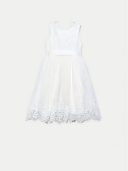 Abel & Lula Sukienka elegancka 5033 Biały Regular Fit. Białe sukienki dziewczęce Abel & Lula, bez wzorów, z syntetyku, bez ramiączek. Za 389.99 zł.