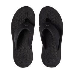 Japonki plażowe dla dorosłych Quiksilver Layover Travel. Czarne klapki damskie Quiksilver, bez wzorów, bez obcasa, bez zapięcia. W wyprzedaży za 86.00 zł.