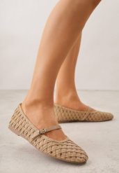 Beżowe Balerinki Ozdobione Ażurowym Motywem i Paskiem Nonaniassi. Brązowe balerinki damskie Born2be, w ażurowe wzory, z jeansu. Za 119.99 zł.