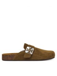Tory Burch Klapki Mellow Mule 175424 Zielony. Zielone klapki damskie Tory Burch, bez wzorów, ze skóry, bez obcasa, bez zapięcia. Za 1,459.00 zł.