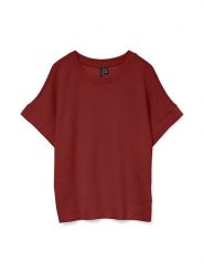 Vero Moda Koszulka w kolorze czerwonym rozmiar: M. Czerwone bluzki damskie Vero Moda, m, bez wzorów, bez kołnierzyka, bez ramiączek. Za 74.81 zł.