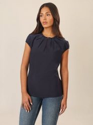 APART Bluzka w kolorze granatowym rozmiar: 46. Niebieskie bluzki damskie Apart, bez wzorów, bez kołnierzyka, bez ramiączek. Za 165.99 zł.