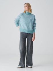 OPUS Sweter w kolorze turkusowym rozmiar: 34. Niebieskie swetry klasyczne damskie Opus, bez kołnierzyka. Za 149.31 zł.