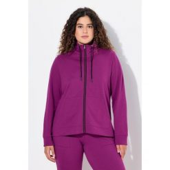 Damskie Bluza rozpinana stójka kieszeń kangurka dłuższy tył. Czerwone bluzy damskie Ulla Popken, plus size, bez wzorów, z bawełny, bez kaptura. Za 239.99 zł.