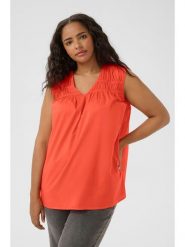 KAFFE curve Bluzka w kolorze czerwonym rozmiar: 50. Czerwone bluzki damskie KAFFE curve, bez wzorów, z bawełny, bez kołnierzyka, bez ramiączek. Za 60.99 zł.