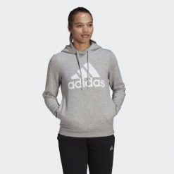 Bluza z Kapturem Loungewear Essentials Logo Rozmiar XL Szary - GL0719. Białe bluzy damskie Adidas, xl, bez wzorów, z bawełny, z kapturem. Za 194.99 zł.