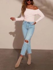 Milan Kiss Bluzka w kolorze kremowym rozmiar: L. Brązowe bluzki damskie Milan Kiss, l, bez wzorów, bez kołnierzyka, bez ramiączek. Za 113.99 zł.