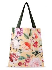 Descanso Shopper bag "Fiori" w kolorze musztardowym ze wzorem - 40 x 45 cm rozmiar: 40x45 cm. Pomarańczowe shopper bag Descanso, bez wzorów, z materiału, na ramię, bez dodatków. Za 57.06 zł.