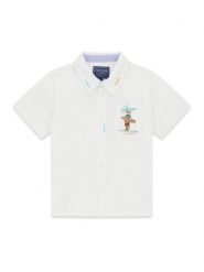 Guess Koszula N6GH04 WBHQ1 Biały Regular Fit. Białe koszule chłopięce Guess, z aplikacjami, z bawełny, bez kołnierzyka, bez ramiączek. Za 194.99 zł.