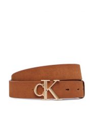 Calvin Klein Pasek Damski Round Ck Buckle Suede LV04F7144G Brązowy. Brązowe paski damskie Calvin Klein, bez wzorów, ze skóry. Za 249.99 zł.