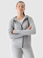4F Bluza dresowa rozpinana z kapturem damska - szara S. Szare bluzy damskie 4F, s, bez wzorów, z bawełny, z kapturem. Za 189.99 zł.