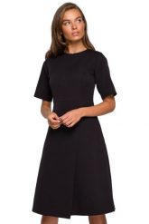 Sukienka elegancka trapezowa z asymetrycznym dołem czarny wizytowa. Czarne sukienki damskie Stylove, bez wzorów, biznesowe, bez ramiączek. Za 319.00 zł.