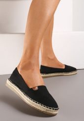 Czarne Płaskie Casualowe Espadryle w Stylu Boho Lephea. Czarne espadryle damskie Renee, bez wzorów, bez obcasa, na płaskiej podeszwie. Za 54.99 zł.