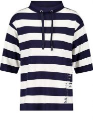 Gerry Weber Koszulka w kolorze granatowo-białym rozmiar: 38. Białe bluzki damskie Gerry Weber, bez wzorów, bez kołnierzyka, bez ramiączek. Za 149.66 zł.