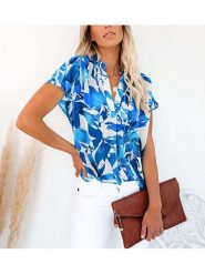 LA Angels Bluzka w kolorze biało-niebieskim rozmiar: M. Białe bluzki damskie LA Angels, m, bez wzorów, bez kołnierzyka, bez ramiączek. Za 117.73 zł.