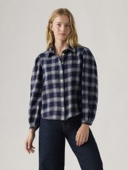 Levi's Koszula w kolorze granatowo-białym rozmiar: L. Niebieskie koszule damskie Levi's, l, bez wzorów, z bawełny, bez kołnierzyka, bez ramiączek. Za 109.26 zł.