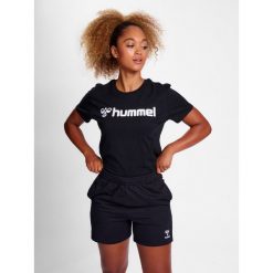 Koszulka damska Hummel Go 2.0 Logo. Czarne bluzki damskie Hummel, bez wzorów, z bawełny, sportowe, bez kołnierzyka, bez ramiączek. Za 137.50 zł.