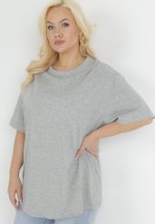 Szary Bawełniany T-shirt z Krótkim Rękawem Lutokia. Szare t-shirty damskie Born2be, xl, z aplikacjami, z bawełny, bez kołnierzyka. Za 29.99 zł.