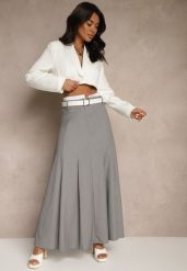 Szara Spódnica Długa Rozkloszowana High Waist Leoraia. Szare spódnice damskie Renee, do pracy, m, bez wzorów, biznesowe, maxi. Za 109.99 zł.