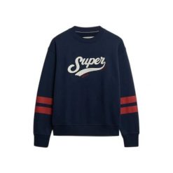 Damska bluza z dekoltem Superdry Varsity Script. Niebieskie bluzy damskie Superdry, bez wzorów, bez kaptura. Za 327.70 zł.