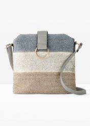 Torebka na ramię w optyce słomkowej. Niebieskie torebki klasyczne damskie bonprix, na ramię, bez dodatków. Za 149.99 zł.