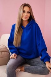 Bluza z kapturem masełko chabrowa. Niebieskie bluzy damskie KESI, l, bez wzorów, z elastanu, z kapturem. Za 204.91 zł.