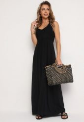 Czarna Bawełniana Rozkloszowana Sukienka Wiązana na Szyi Nonnea. Czarne sukienki damskie Born2be, bez wzorów, z bawełny, eleganckie, bez ramiączek. Za 119.99 zł.