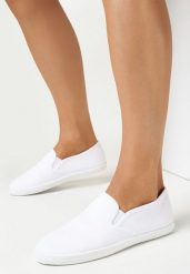 Białe Wsuwane Tenisówki Materiałowe Kalaiya. Białe obuwie sportowe damskie Born2be, z jeansu, bez zapięcia, tenisowe. Za 39.99 zł.
