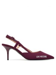 LOVE MOSCHINO Szpilki JA10267G1NIMX55641 Bordowy. Czerwone szpilki damskie Love Moschino, bez wzorów, z materiału, bez obcasa, na szpilce, bez zapięcia. Za 819.99 zł.