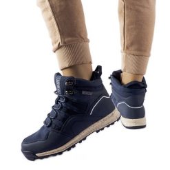 Niebieskie trapery Big Star KK274611 Navy. Niebieskie trapery damskie na zimę, ze skóry ekologicznej, bez zapięcia. Za 318.76 zł.