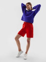 4F Spodenki dresowe uniseks XS. Czerwone szorty damskie 4F, bez wzorów, z bawełny. W wyprzedaży za 9.99 zł.