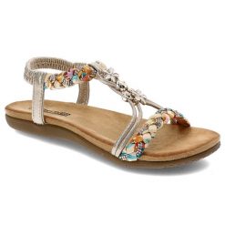 Złote Sandały Artiker Eleganckie Obuwie Damskie. Żółte sandały damskie Artiker, z aplikacjami, bez obcasa, bez zapięcia. Za 139.00 zł.