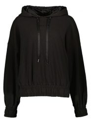 Guess Bluza w kolorze czarnym rozmiar: S. Czarne bluzy damskie Guess, s, z aplikacjami, z kapturem. Za 118.56 zł.