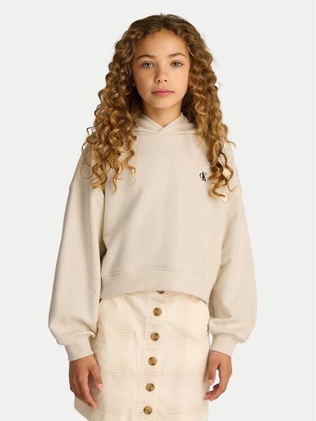 Calvin Klein Jeans Bluza IG0IG02747 Beżowy Regular Fit. Brązowe bluzy dziewczęce Calvin Klein Jeans, bez wzorów, z bawełny, bez ramiączek, bez kaptura. Za 189.99 zł.