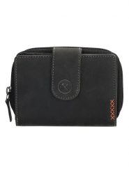 HIDE & STITCHES Skórzany portfel w kolorze czarnym - 12,5 x 9 x 3,5 cm rozmiar: onesize. Czarne portfele damskie HIDE & STITCHES, bez wzorów, z materiału. Za 86.99 zł.