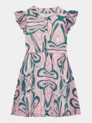 Guess Sukienka codzienna J4RK19 WA2T0 Różowy Regular Fit. Czerwone sukienki dziewczęce Guess, z aplikacjami, z syntetyku, bez ramiączek, proste. Za 379.99 zł.
