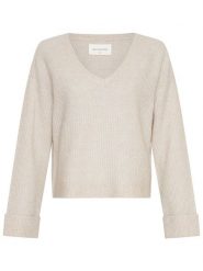MOSS COPENHAGEN Sweter "Evonna" w kolorze beżowym rozmiar: M/L. Brązowe swetry klasyczne damskie Moss Copenhagen, l, bez kołnierzyka. Za 149.31 zł.