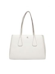 Calvin Klein Torebka Ck Medium Work Tote LV04F3442G Biały. Białe torebki klasyczne damskie Calvin Klein, ze skóry, bez dodatków. Za 649.99 zł.