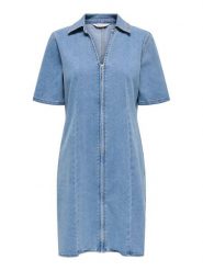 ONLY Sukienka jeansowa Frida 15360436 Niebieski Regular Fit. Niebieskie sukienki damskie Only, bez wzorów, z bawełny, bez ramiączek. Za 229.99 zł.