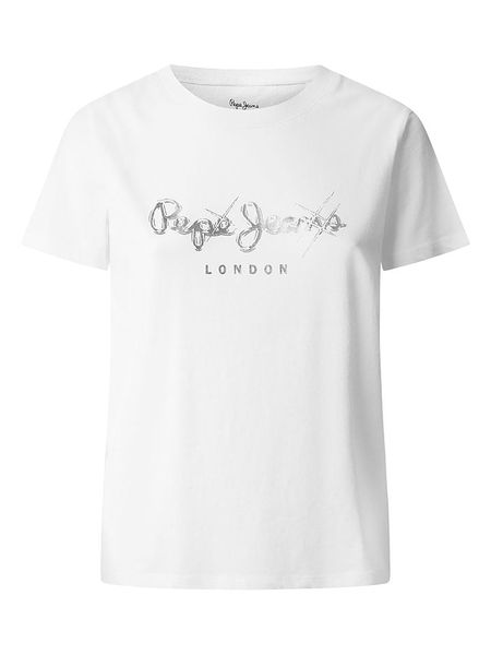 Pepe Jeans Koszulka "Leticia" w kolorze białym rozmiar: S. Białe bluzki damskie Pepe Jeans, s, bez wzorów, z bawełny, bez kołnierzyka, bez ramiączek. Za 113.95 zł.