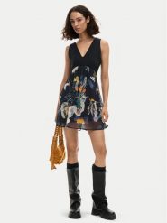 Desigual Sukienka letnia Uve 26SWVW47 Czarny Regular Fit. Czarne sukienki damskie Desigual, bez wzorów, z bawełny, bez ramiączek. Za 489.99 zł.