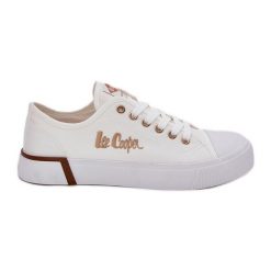 Trampki Materiałowe Damskie Lee Cooper LCW-25-31-3428L Białe. Białe trampki damskie bez wzorów, z gumy, bez zapięcia. Za 173.90 zł.
