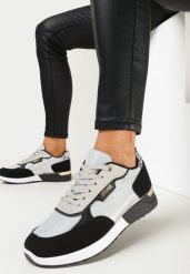 Srebrno-Czarne Sneakersy przed Kostkę z Brokatem Balfora. Szare obuwie sportowe damskie Born2be, przed kostkę, bez zapięcia. Za 84.99 zł.