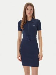 Guess Sukienka dzianinowa V6RK08 Z4642 Granatowy Slim Fit. Niebieskie sukienki damskie Guess, z aplikacjami, z dzianiny, bez ramiączek. Za 499.99 zł.