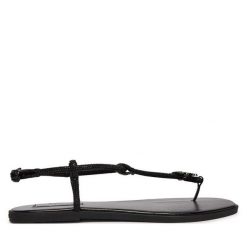 Sandały KARL LAGERFELD. Czarne sandały damskie KARL LAGERFELD, bez wzorów, bez obcasa, na płaskiej podeszwie, bez zapięcia. Za 526.99 zł.