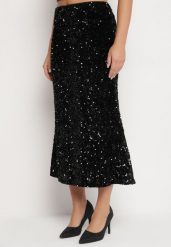 Czarna Cekinowa Spódnica z Wysokim Stanem Alimi. Czarne spódnice damskie Born2be, na spotkanie biznesowe, l, z aplikacjami, z tkaniny, klasyczne, maxi. Za 139.99 zł.