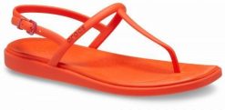Japonki Dla Dorosłych Crocs Miami Thong Flip. Czerwone klapki damskie Crocs, bez wzorów, z materiału, bez obcasa, bez zapięcia. Za 139.99 zł.